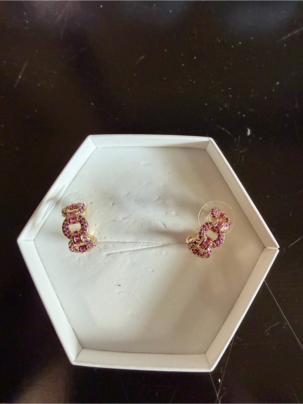 Pink Sapphire on Gold: Small Hoops